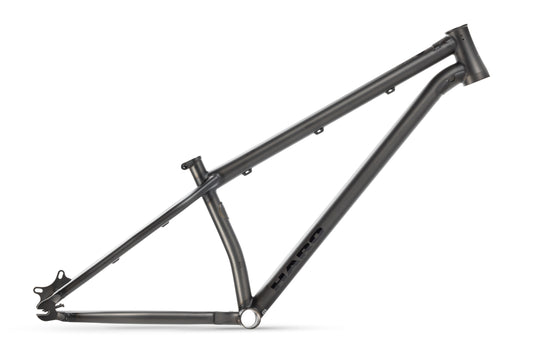 The Steel Reserve 3 Frame is a matte black HARO chromoly mountain bike frame with an integrated head tube, shown without components.