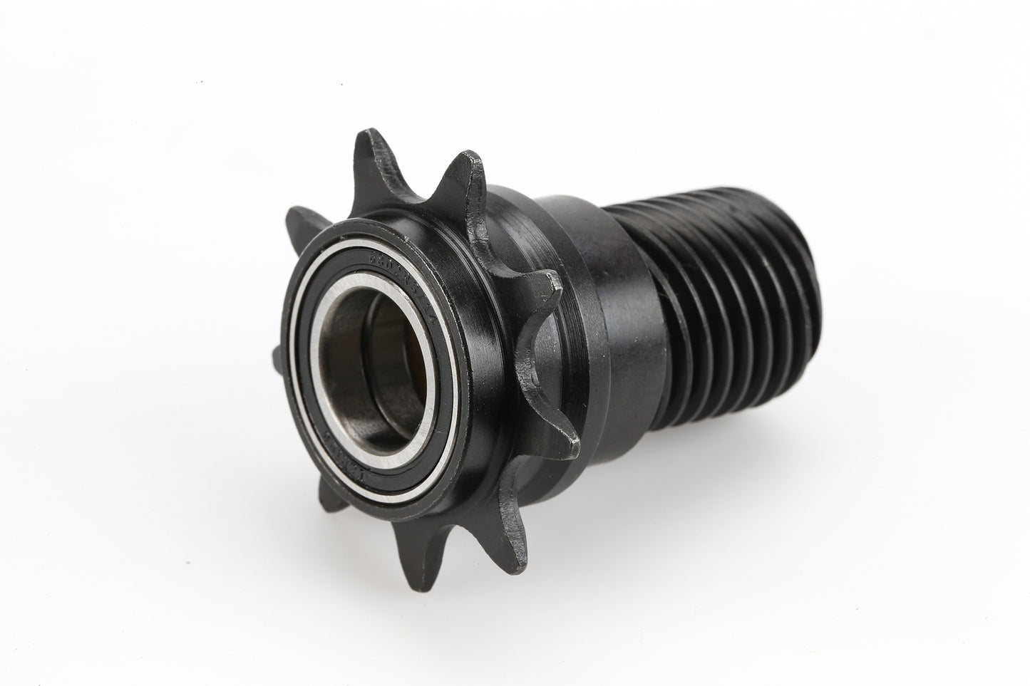 The Premium Coaster Hub Drive features a 9-tooth metallic gear with a threaded shaft, bearings, and prongs around its edge, ideal as a replacement part, shown on a plain white background.