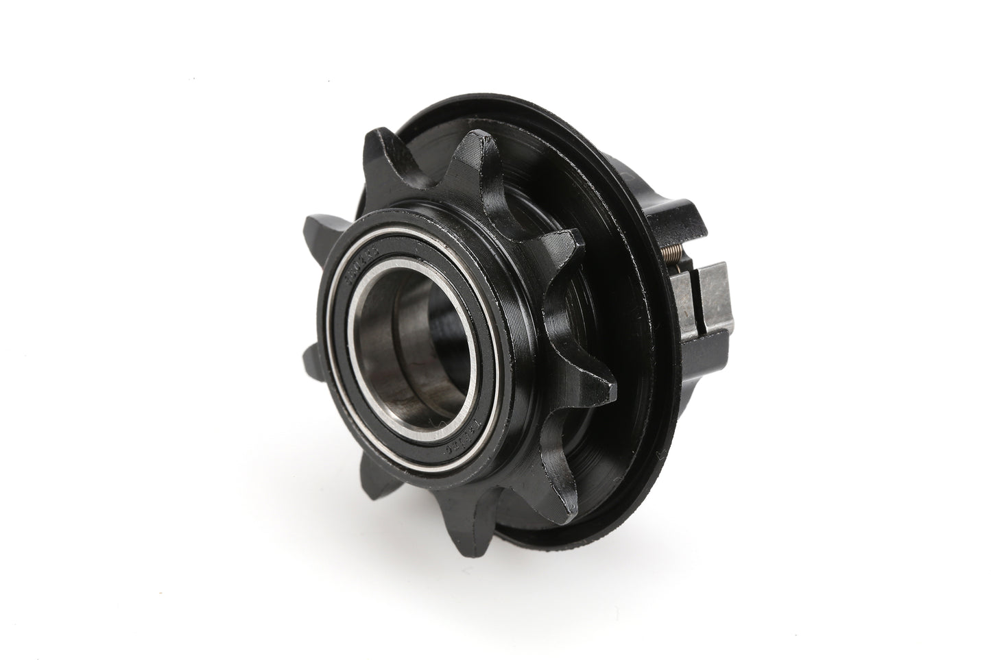The Premium Planetary Hub Drive by Premium is black with a 9-tooth mechanical gear design, centered circular bearing, and jagged cog-like edges, all set against a white background.