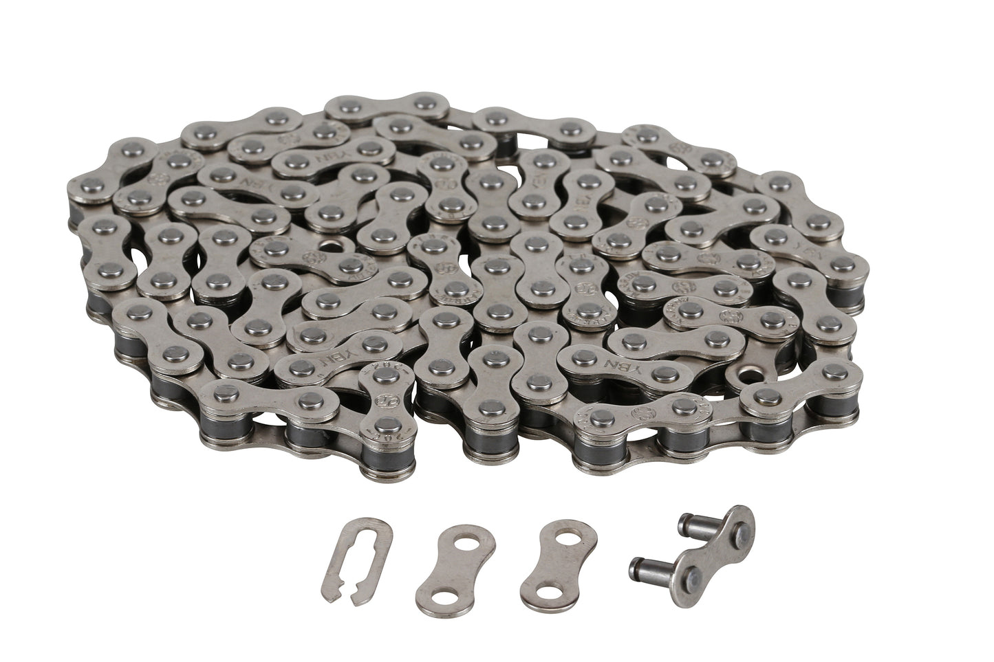 The Haro Bikes Baseline Standard Chain, coiled with multiple links and connectors as a heavy-duty replacement, is displayed on a white background.