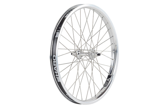 The Haro Bikes Sata Front Wheels display a silver bicycle wheel with a black proprietary rim shape, featuring multiple silver spokes and sealed alloy hubs. The brand name HARO is visible, and the image is isolated on a white background.