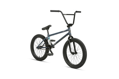 A black and blue Hoover BMX bike with thick tires and chromoly frame, perfect for technical rides, on a white background.