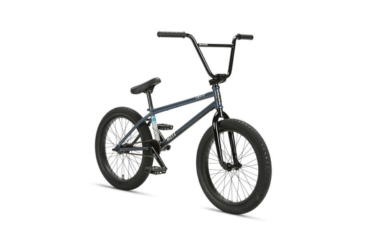A black and blue Hoover BMX bike with thick tires and chromoly frame, perfect for technical rides, on a white background.