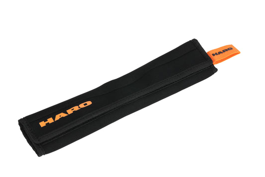 Buzzard Internal Frame Bag: black neoprene with an orange HARO logo and tab, perfect for Buzzard Gravel Bike with optimal storage.