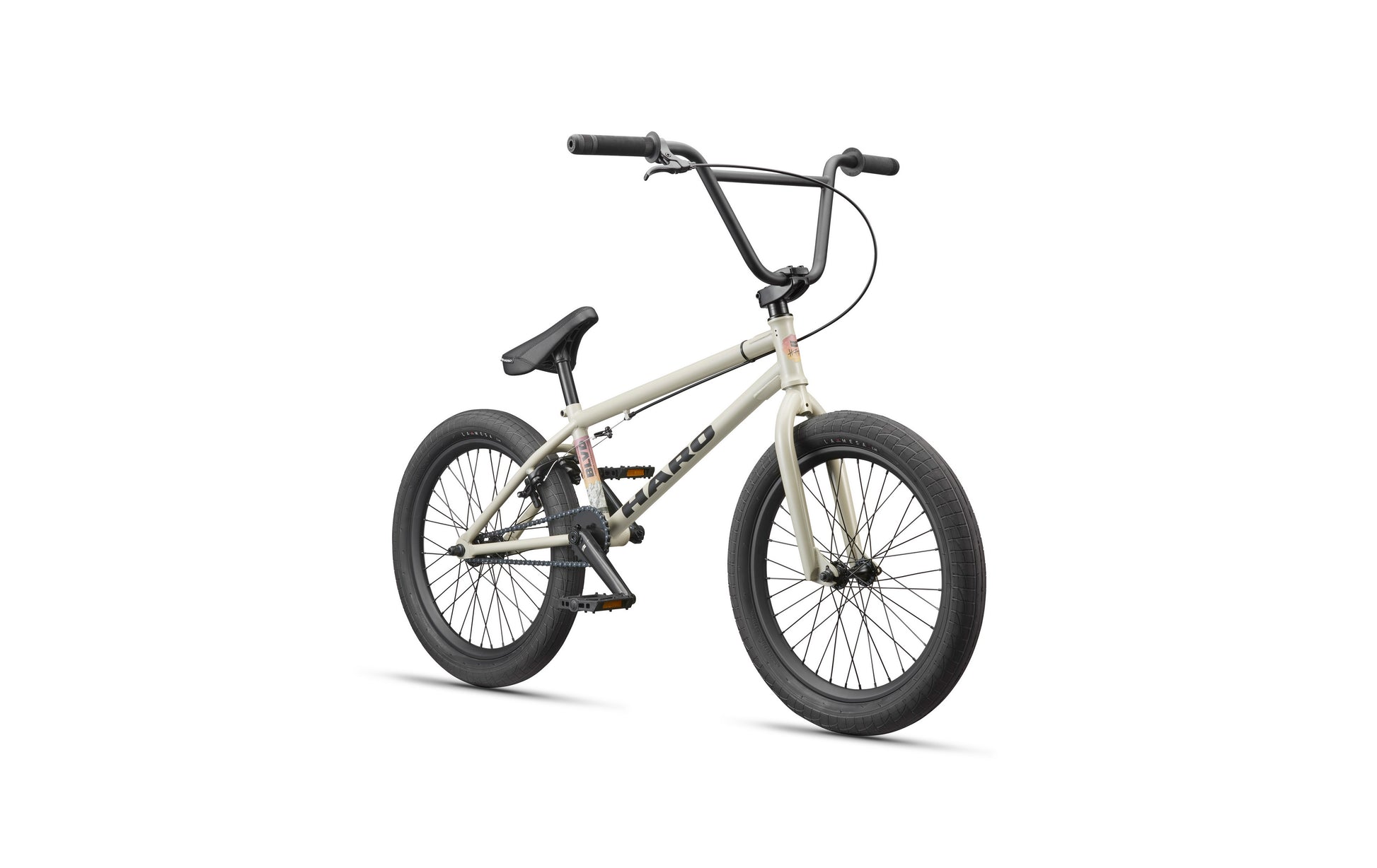 The BLVD BMX bike in beige with black handlebars, seat, and tires delivers all-around performance on a white background.