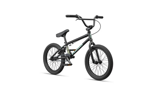 Downtown 18 Haro BMX bike with thick tires, compact frame, and straight bars—great for smaller riders, shown on white background.
