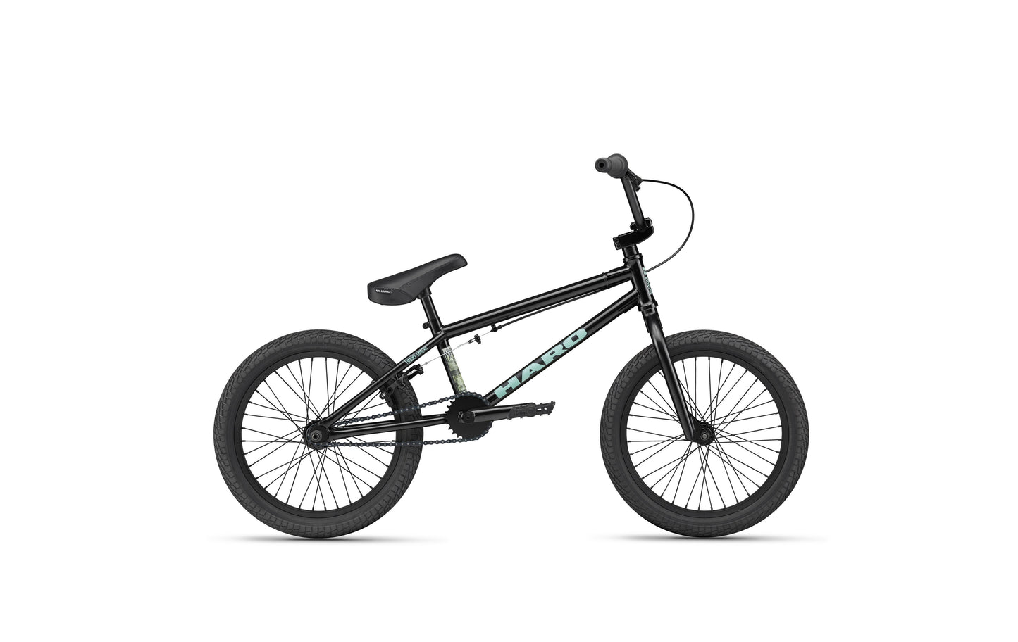 Downtown 18 BMX bike with thick tires and straight top tube, ideal for small riders, shown side view on white background.