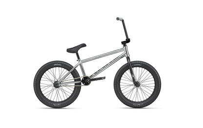 A silver Hoover street BMX bike with black handlebars, saddle, and tires shown in profile against a white background.