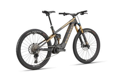 The eDaley Carbon Top Shelf is a full-suspension mountain bike with disc brakes and knobby tires, shown from the rear.