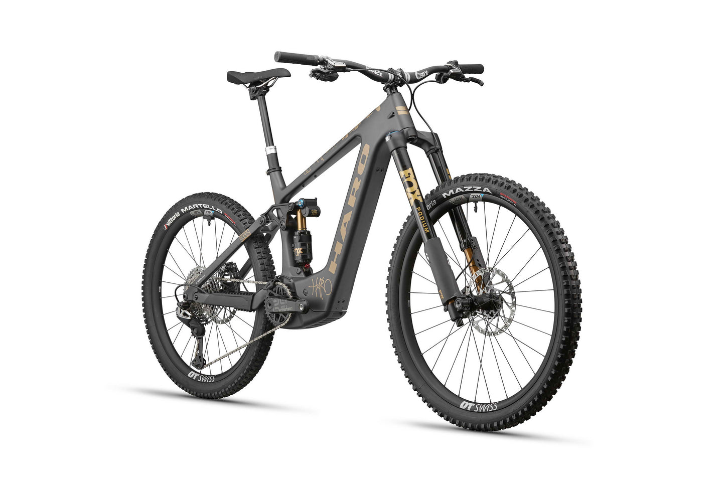 The eGreer Carbon Top Shelf is a matte black, full-suspension ebike with knobby tires and disc brakes, shown on white.