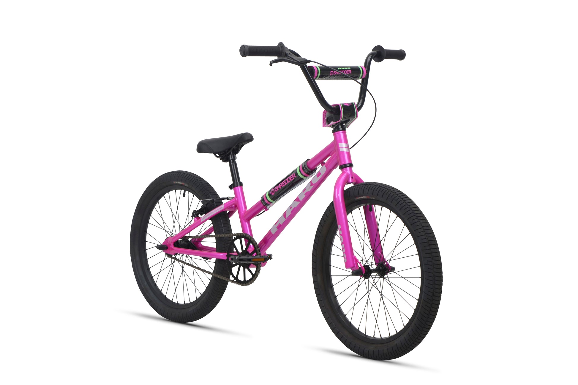 The Shredder 20 ST is a bright pink girls' BMX bike with black handlebars, seat, and tires, shown on a white background.