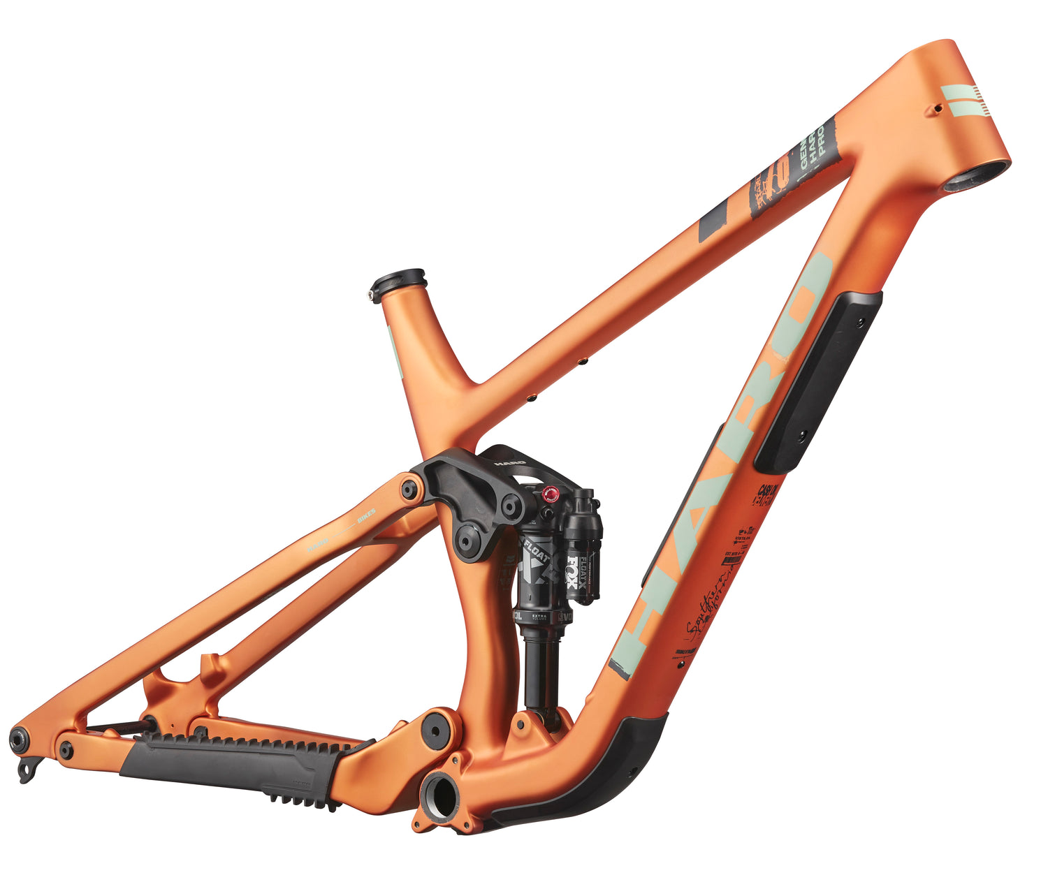 Daley Carbon Frameset: orange all-mountain full-suspension frame with visible shock, shown on a white background.
