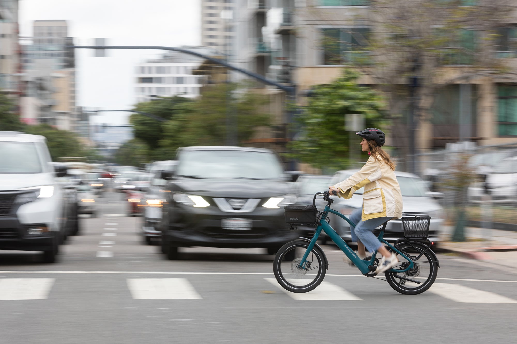 Girl riding a electric bike