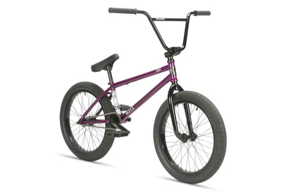 The Haro Bikes Dana is a purple BMX bike featuring black handlebars and seat, premium CK tires, and a durable chromoly frame. Positioned on a white background, it showcases sleek design and responsive geometry for agile performance.