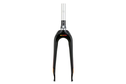 The Cliq Citizen Carbon Fork features a silver steerer and Haro logo in red and orange, ideal for the Haro Citizen.